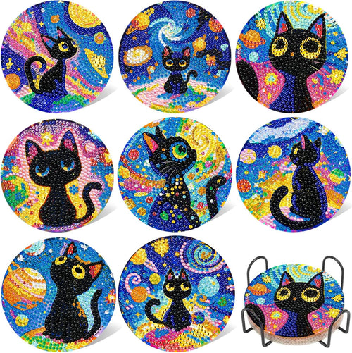8-Pack Diamond Art Coaster Kit with Cork Pads & Holder, 4 X 4 Inch