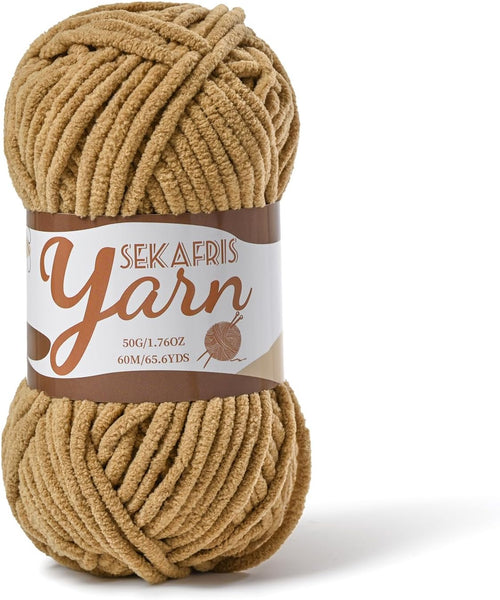 (Light Coffee) Fluffy Velvet Crochet Yarn 65.6 yards