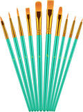 10Pcs Paint Brush Set, Small round Detail Tips, Green
