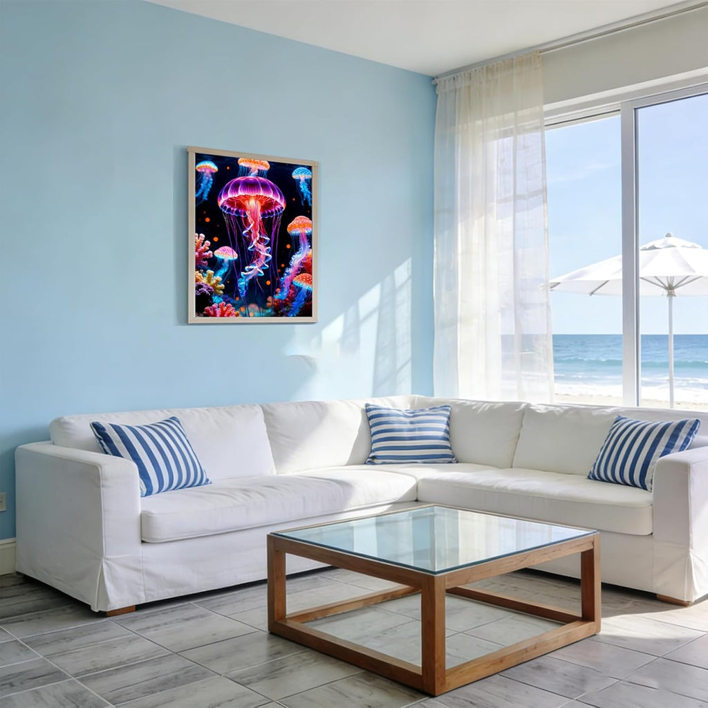 Glowing Jellyfish Diamond Art Painting Kit 12X16Inch