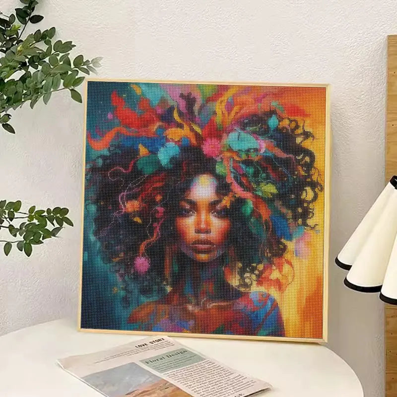 DIY Diamond Mosaic Black Woman Portrait 5D DIY Painting Rhinestone Pictures Set Diamond Embroidery Decor for Home