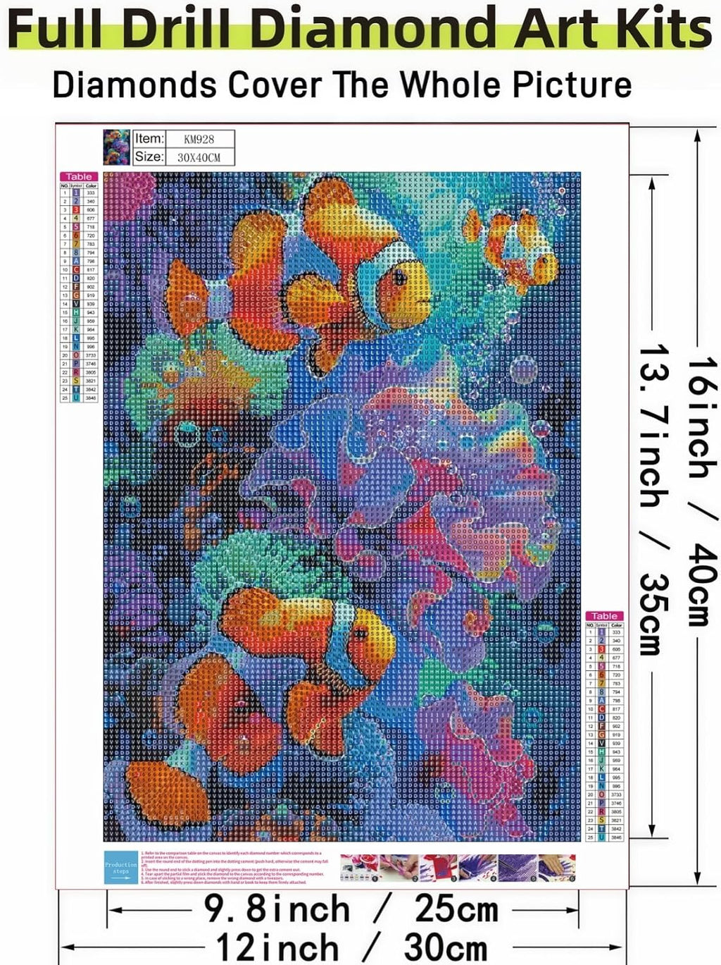 Clownfish Diamond Painting Kit 11.8 X15.7 Inch