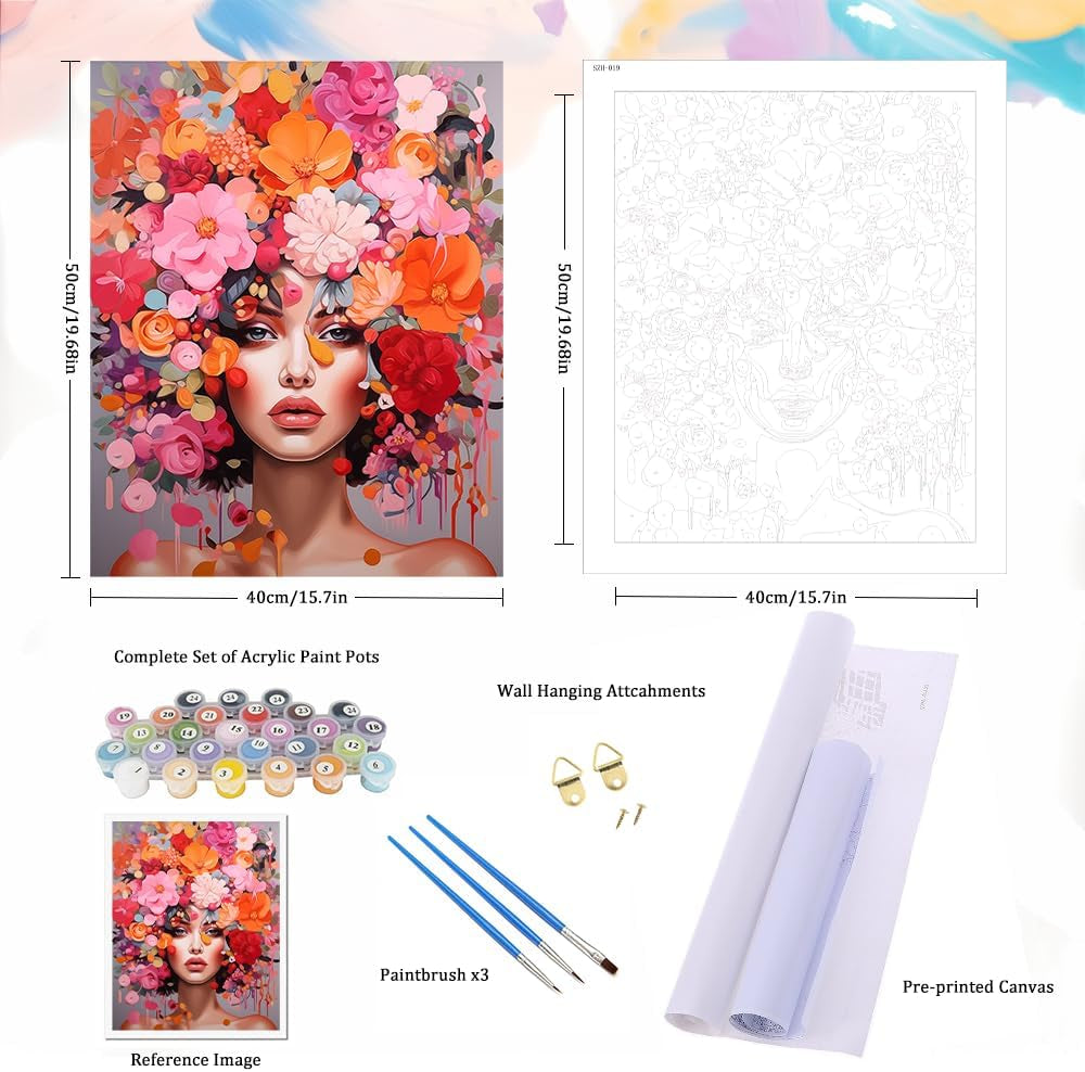 Beautiful Women with Flowers - Diamond Art Painting kit 