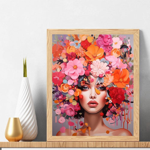 Beautiful Women with Flowers - Diamond Art Painting kit 