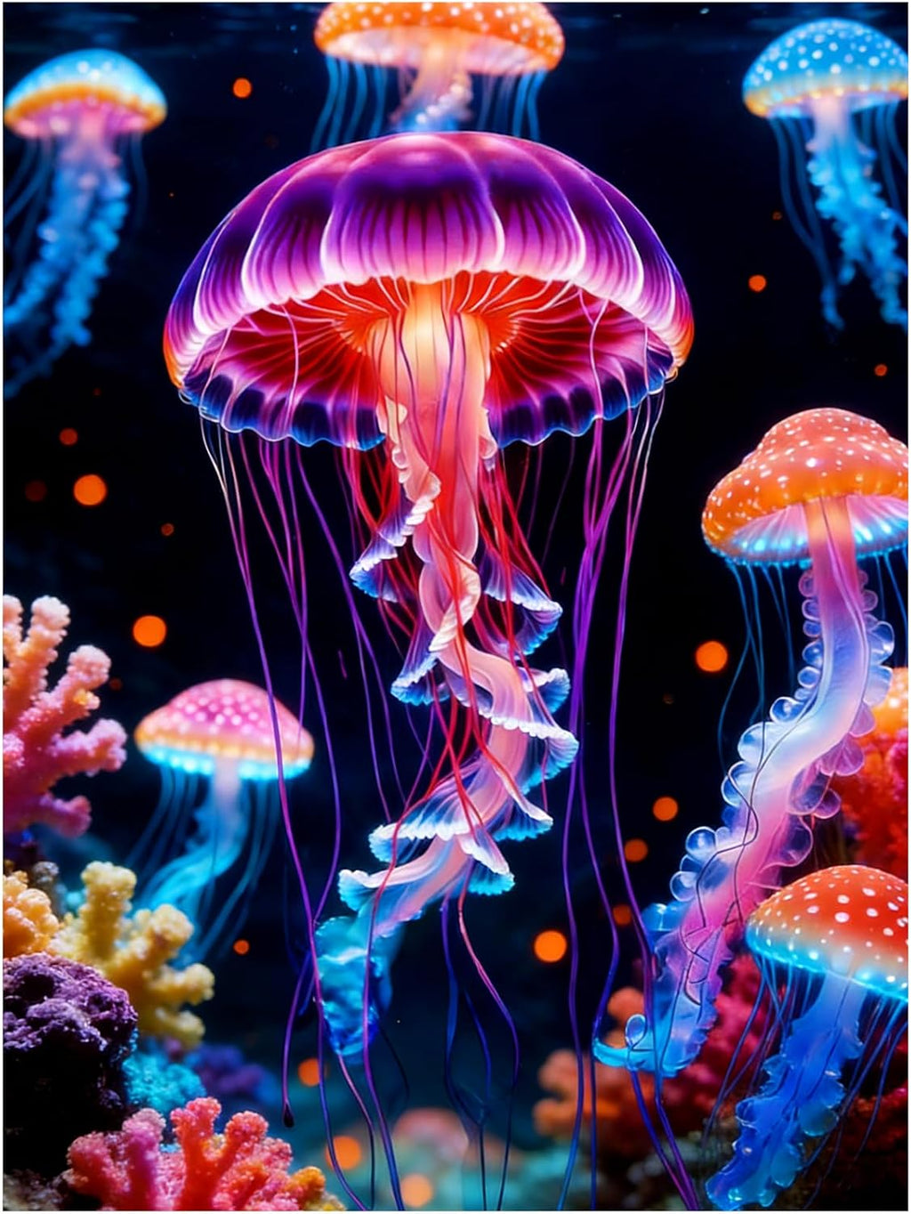 Glowing Jellyfish Diamond Art Painting Kit 12X16Inch